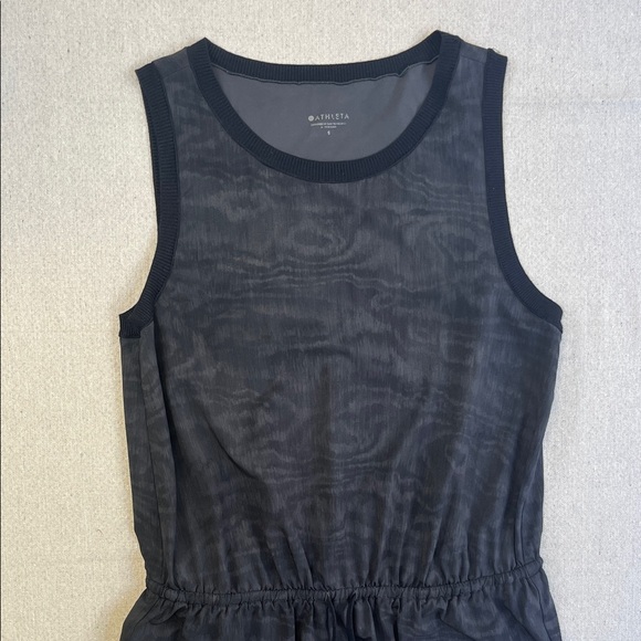 Athleta Sleeveless Dress Small Black Gray Drawstring Waist Active - Picture 3 of 7